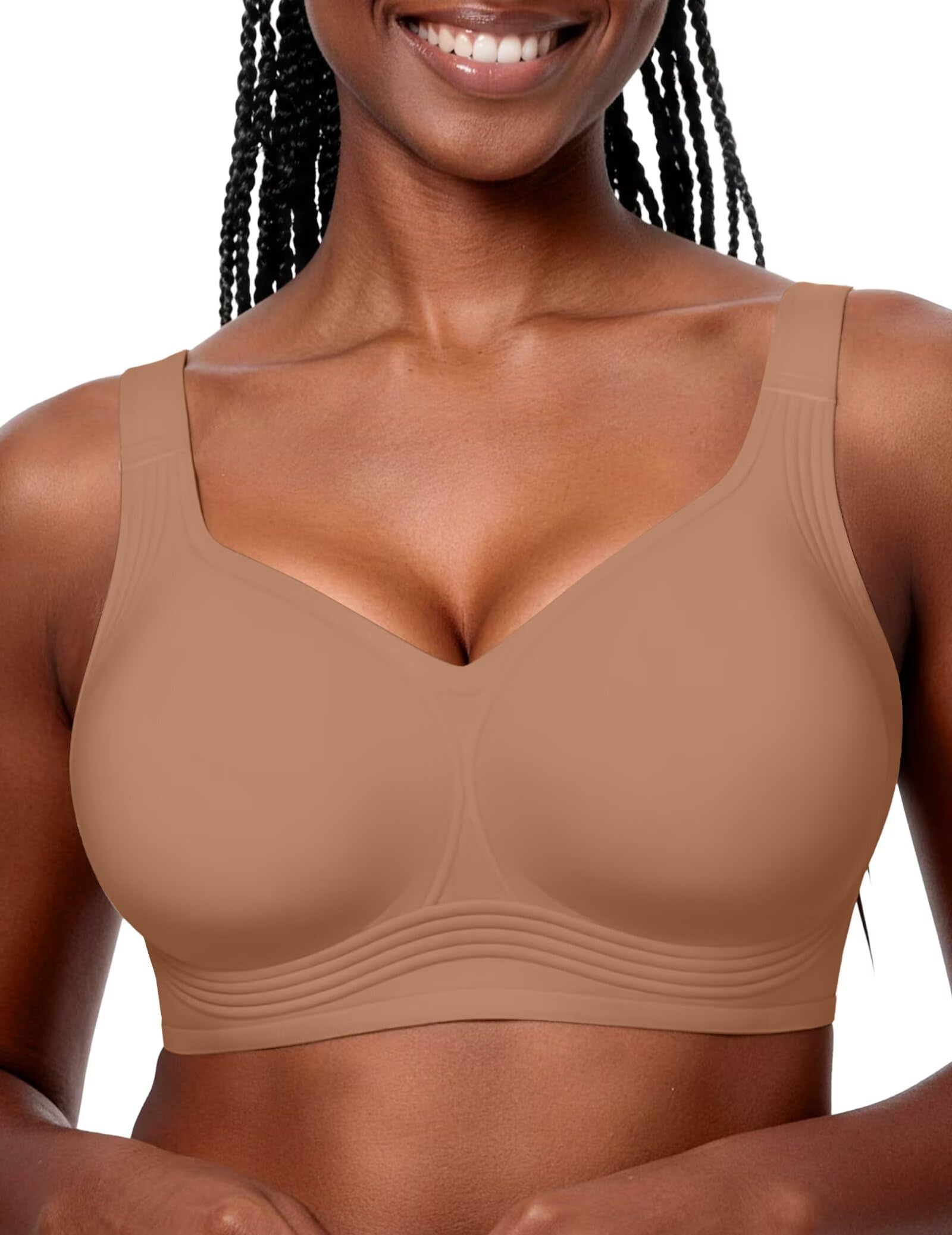 Vertvie Jelly Bras for Women Plus Size Minimizer Soft Wireless Push Up Bra Full Supportive Older Lift Back Coverage Bralette