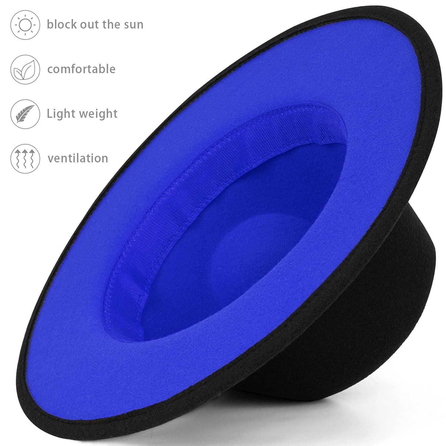 FADACHY Trendy Fedora Hats for Men & Women Wide Brim Felt Hat Dress Panama Hat Two Tone Fedora