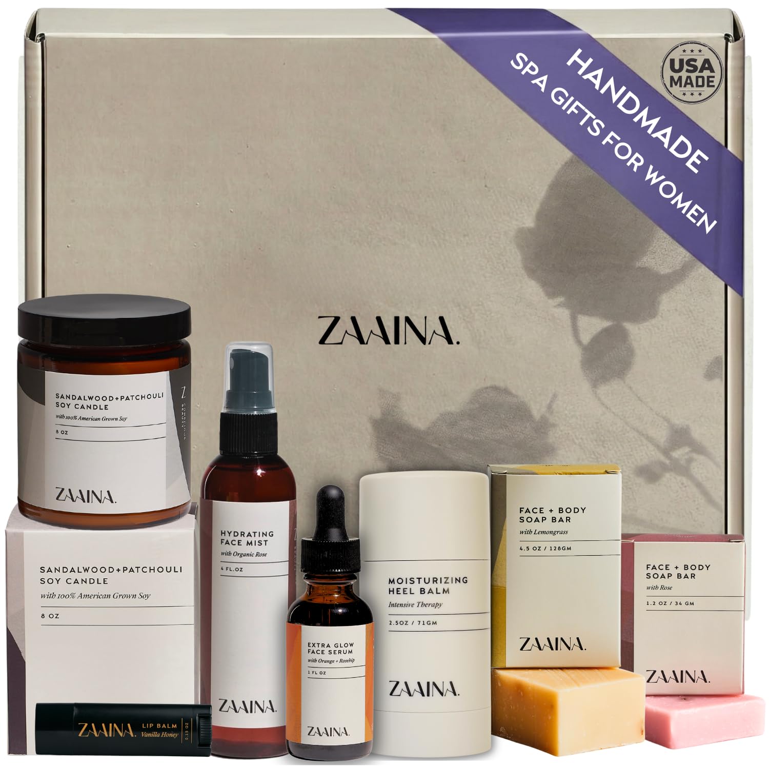 ZAAINA Spa Gift Set for Women - Mother's Day Gifts for Mom, Luxury Self Care Package for Mom Wife Friend, Bath and Body Relaxation Spa Kit, Natural Pampering Care Package, Birthday Gifts for Women