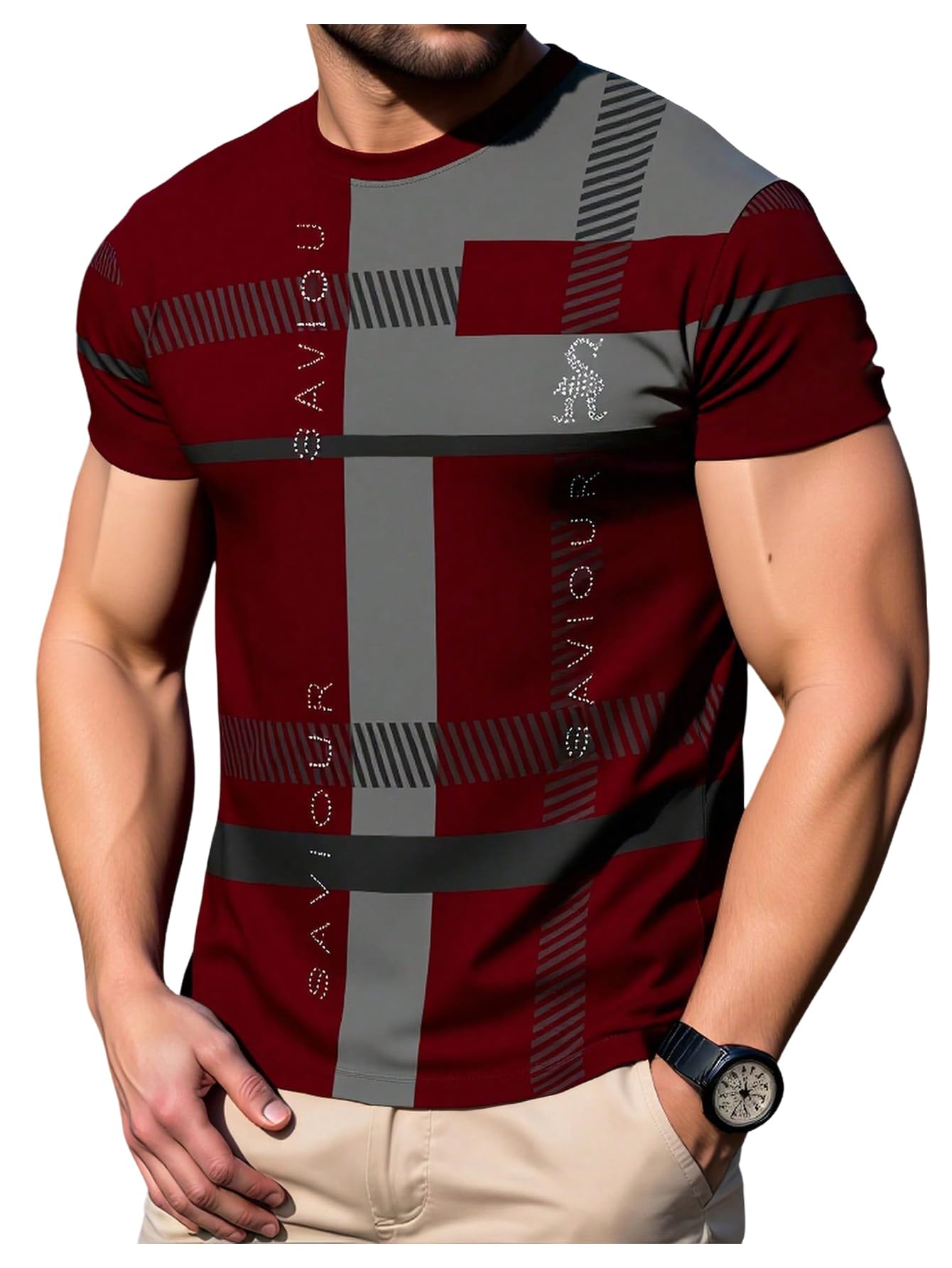 SOLY HUX Men's Casual T Shirts Short Sleeve Crew Neck Color Block Graphic Tees Shirt Summer Tops
