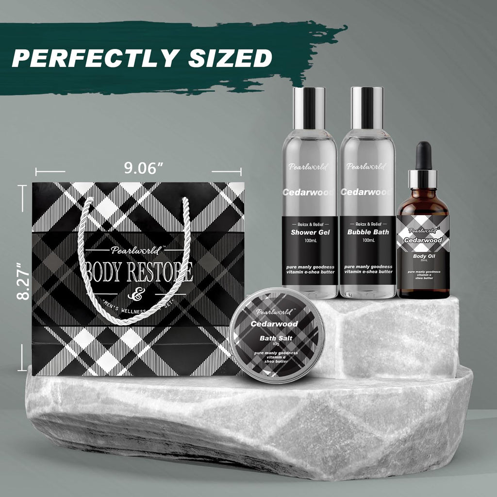 PEARLWORLD Bath Set with Ocean Scented Spa Gifts for Men, Christmas Birthday Self Skin Care Set for Men, Spa Gift Baskets for Him, 12Pcs Men's Spa Kit Gifts for Bath Spa