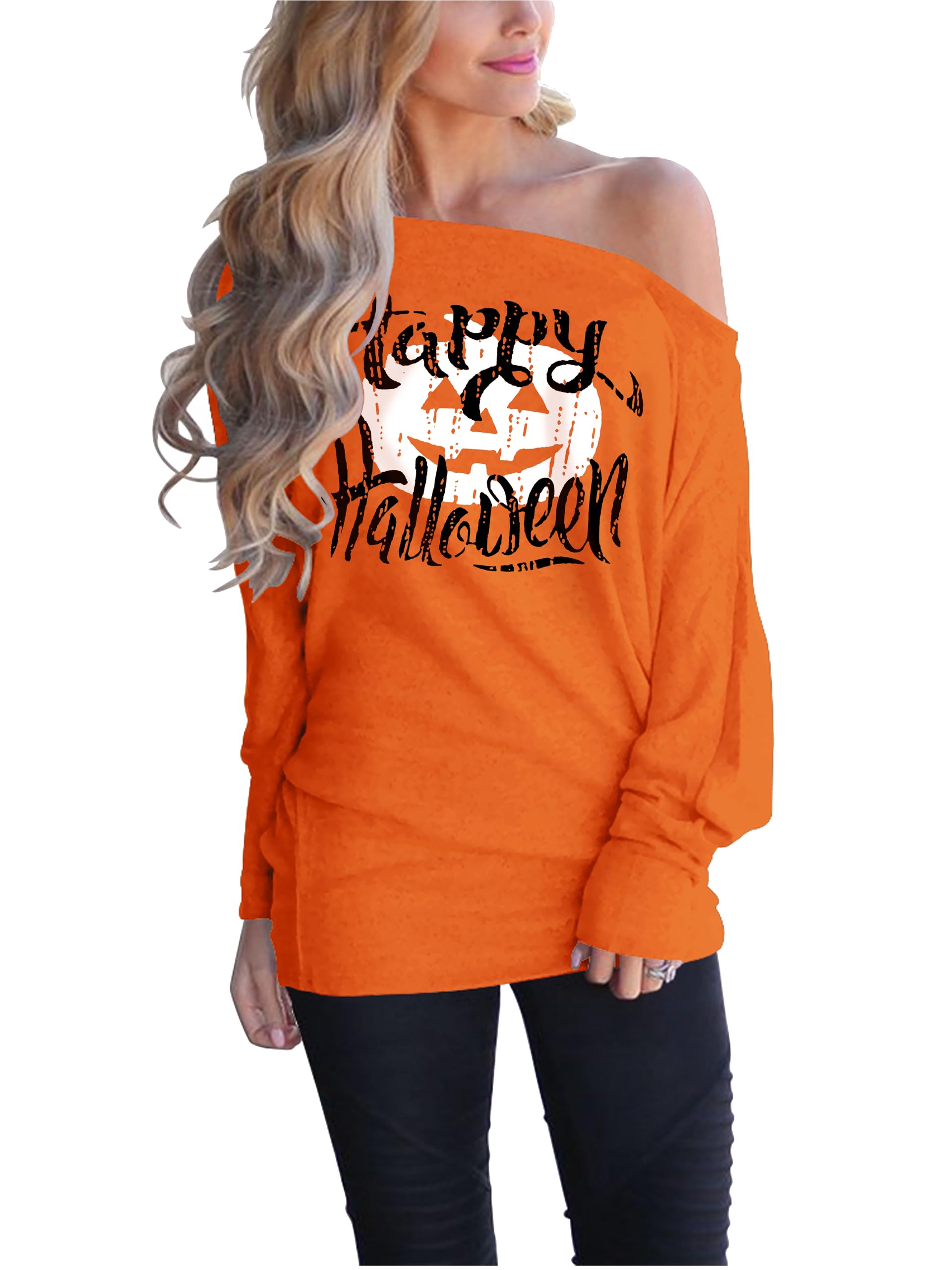 Lacozy Women's Off Shoulder Long Sleeve Oversized Pullover Sweater Knit Jumper Loose Tunic Tops