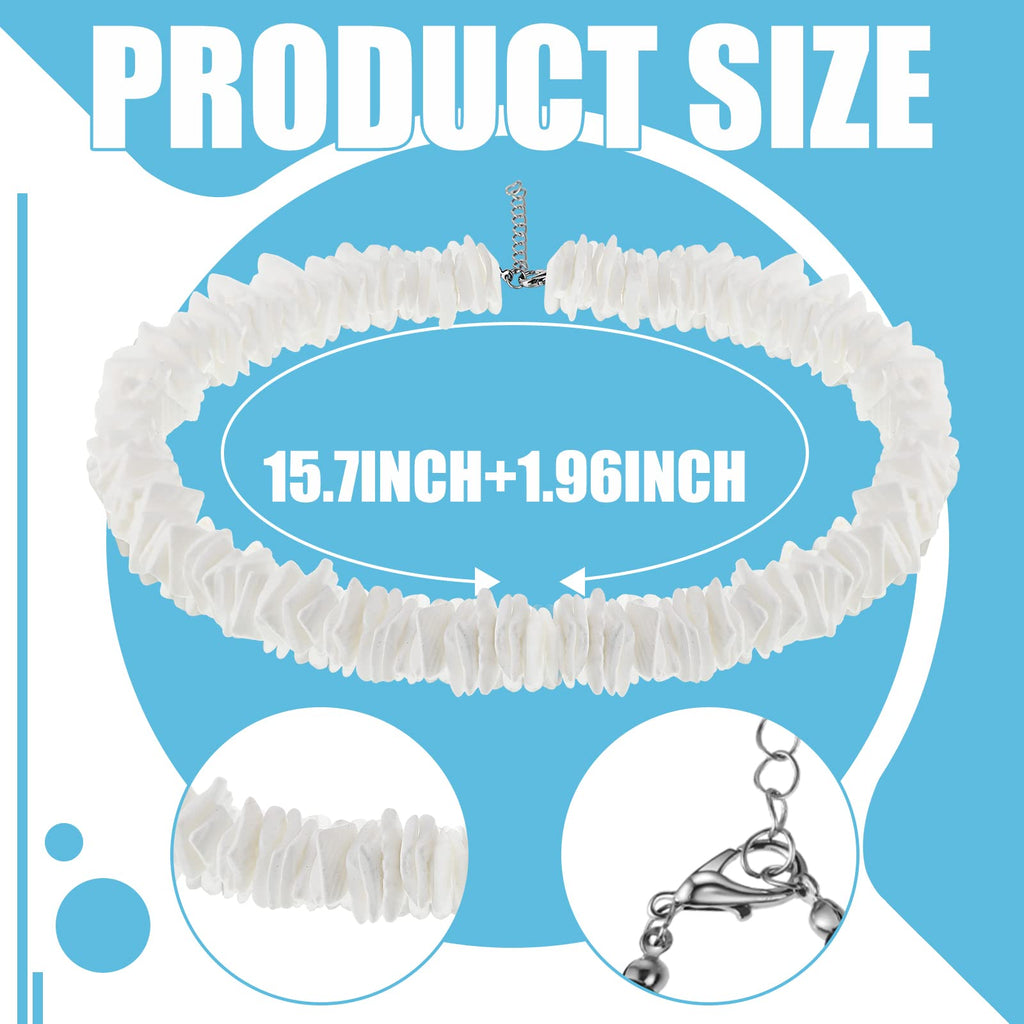 Yinkin 12 Pcs Puka Shell Necklace Bulk for Men Women Beach Surfer Beaded Necklace Summer Surfer Chokers Jewelry