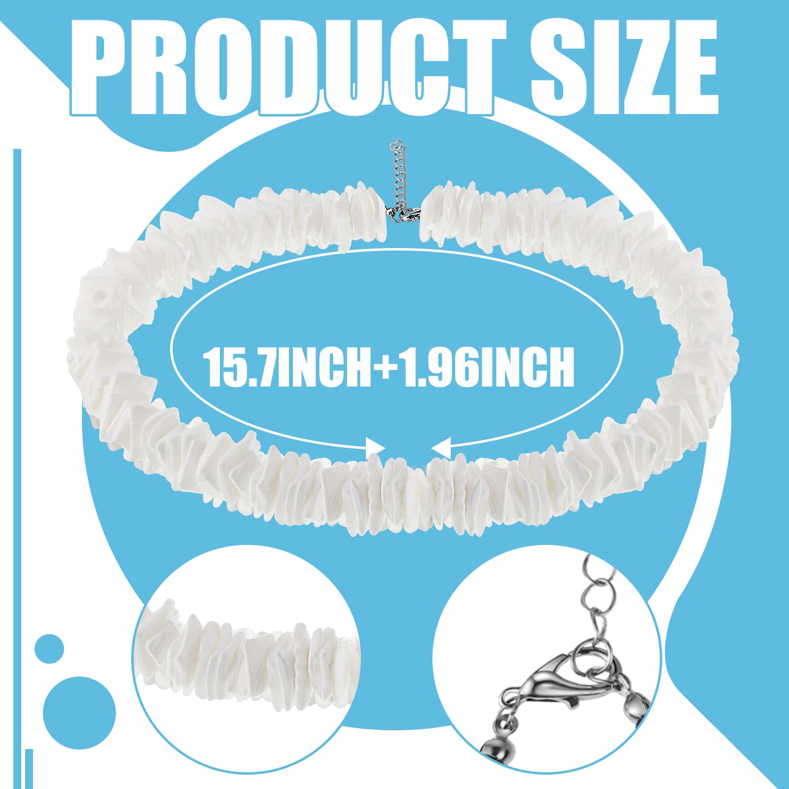 Yinkin 12 Pcs Puka Shell Necklace Bulk for Men Women Beach Surfer Beaded Necklace Summer Surfer Chokers Jewelry