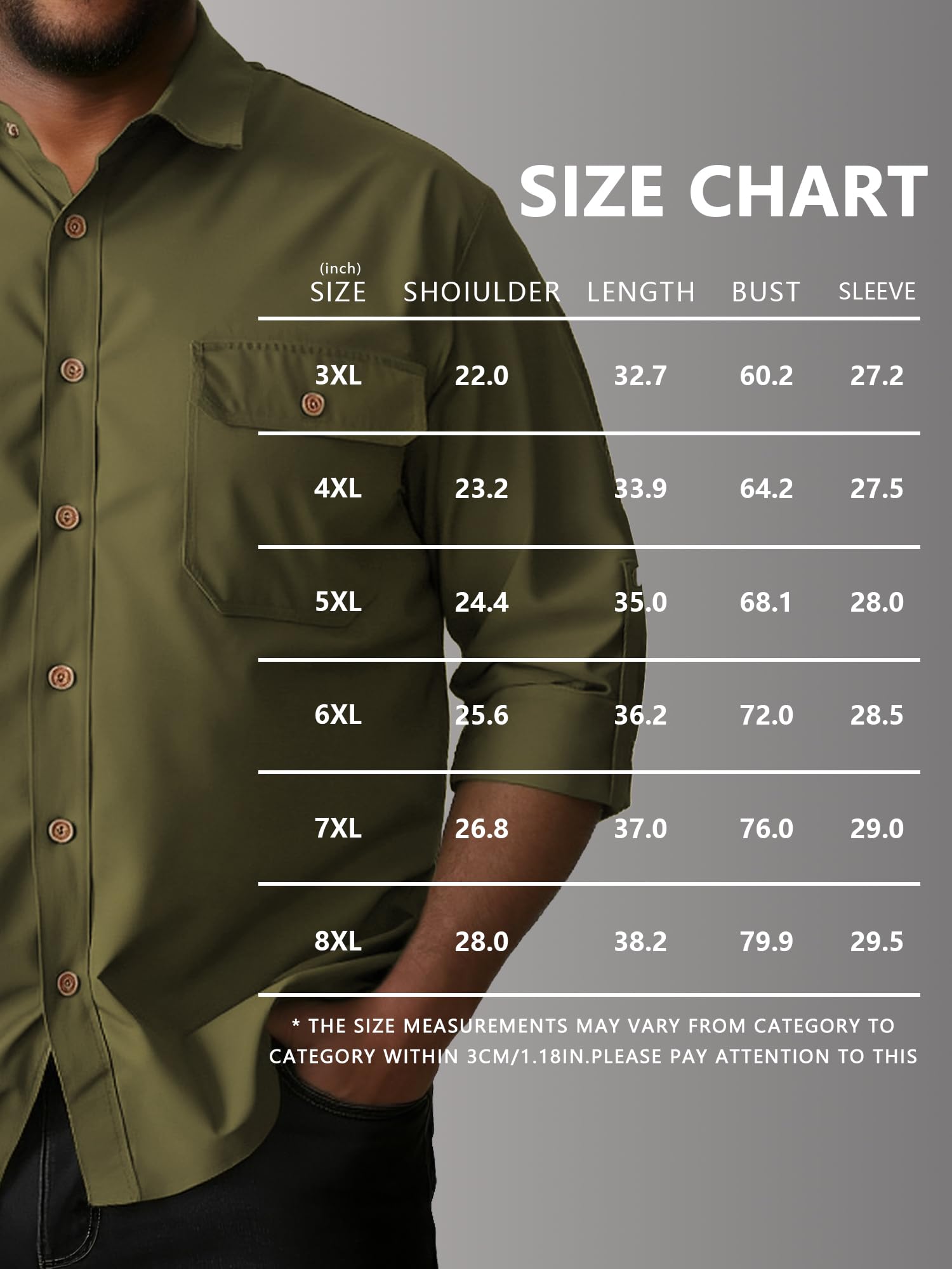 Big and Tall Shirts for Men,Button Down Work Shirt with Roll-Up Sleeves and Utility Pockets,Casual Outdoor Western Fit