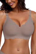 HORISUN Wireless Seamless Bras for Women No Underwire Wavy V Neck Soft Support Full Coverage Comfortable Bra