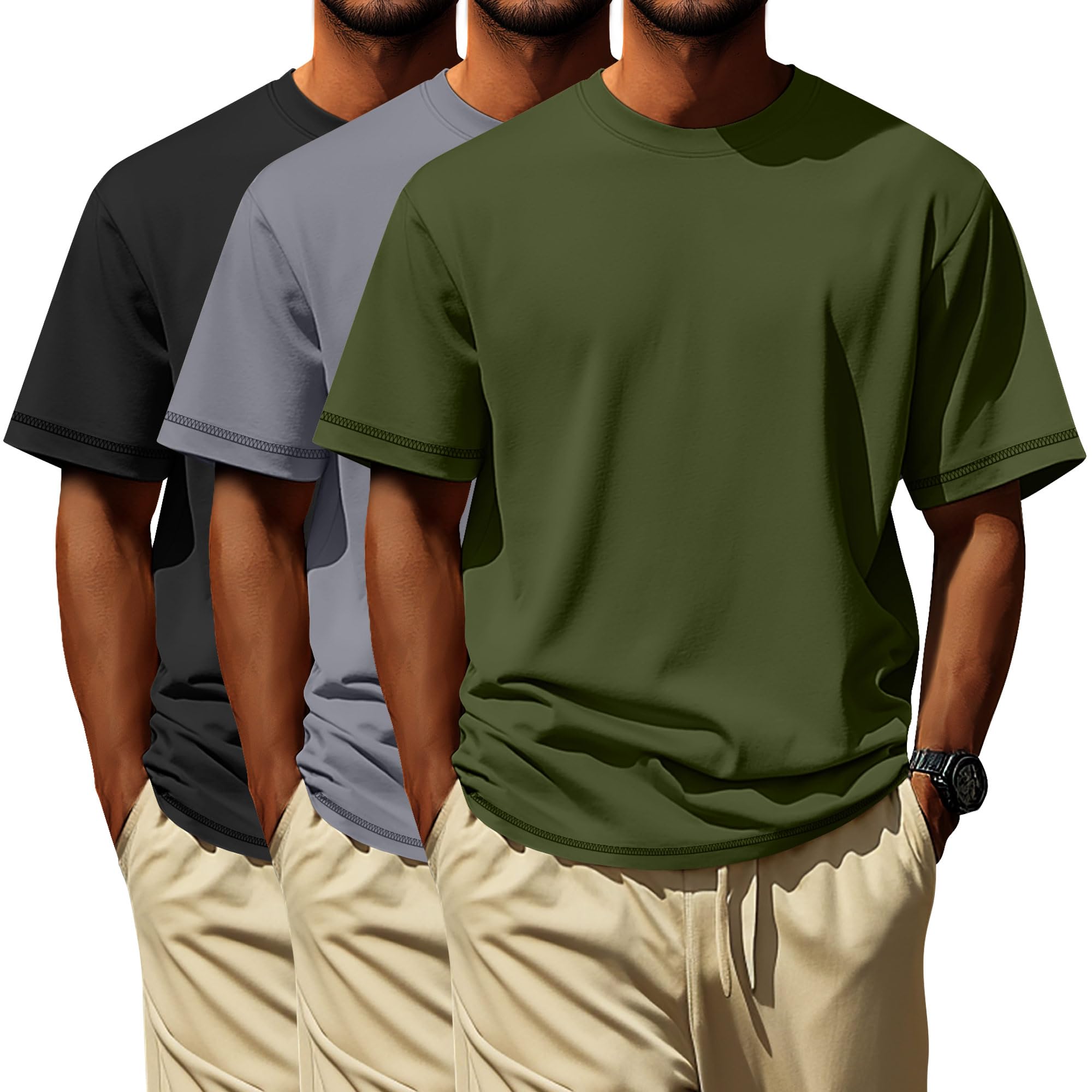 Neer 3 Pack Big and Tall Shirts for Men L-7xl, Short Sleeve Men Crewneck Tops Loose Casual Large T-Shirts Summer Basic Tee