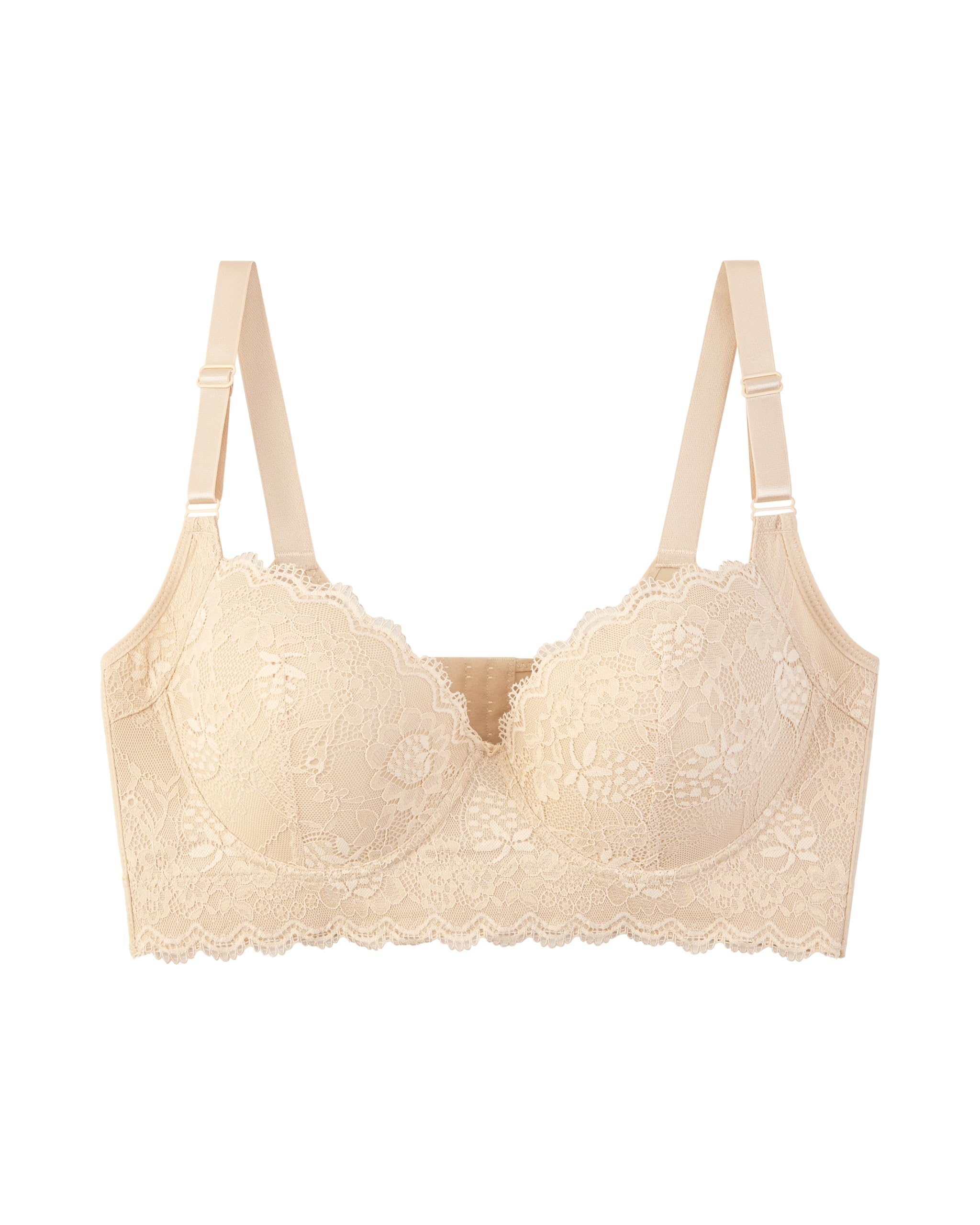 Push Up Bras for Women Lace Underwire Add One Cup Bra with Support Smoothing Bra(34B-46DD)