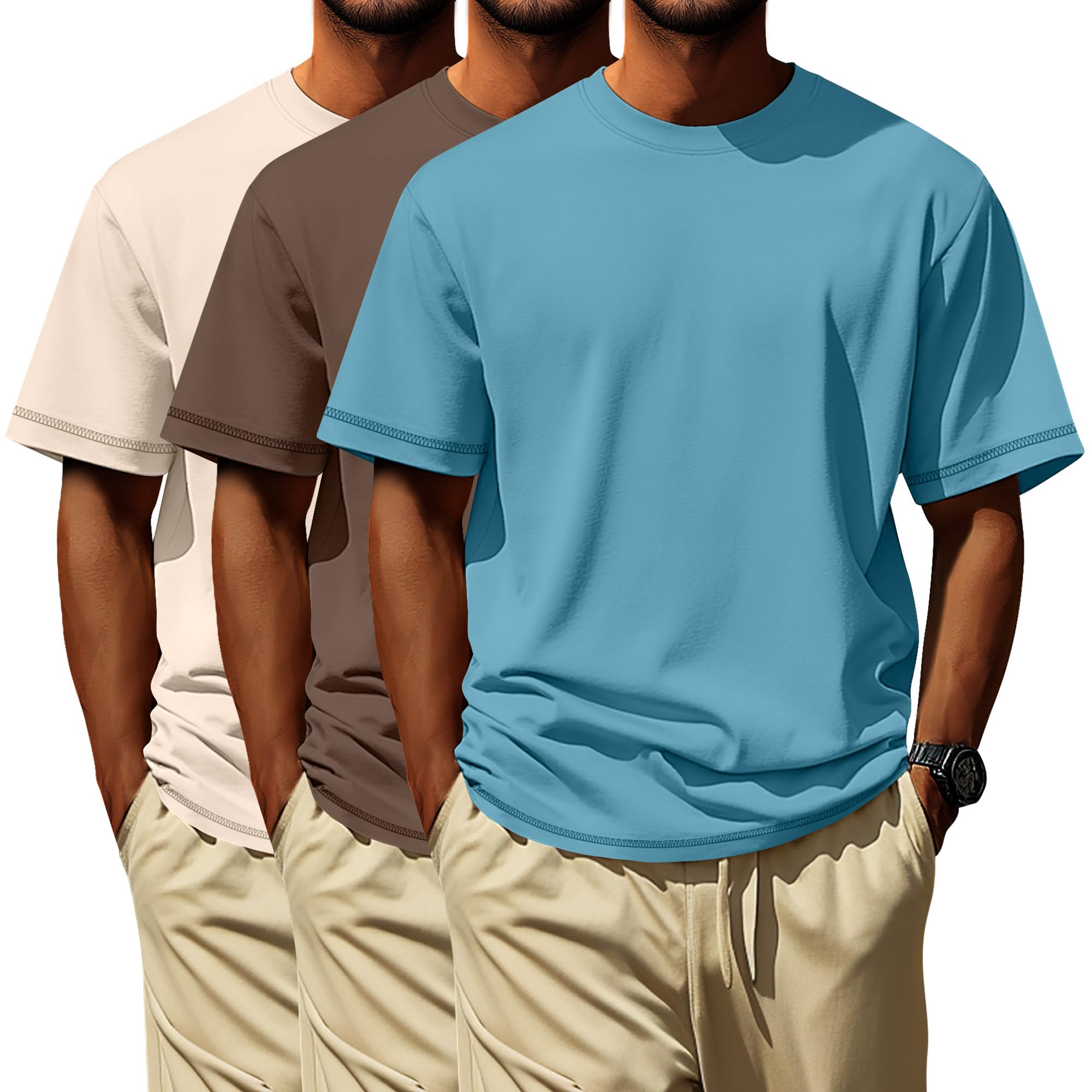Neer 3 Pack Big and Tall Shirts for Men L-7xl, Short Sleeve Men Crewneck Tops Loose Casual Large T-Shirts Summer Basic Tee
