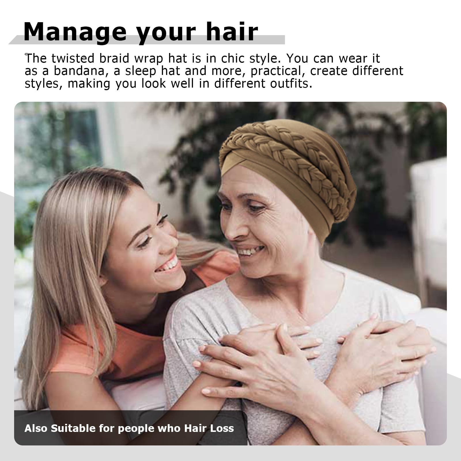 DRESHOW African Women Turban Caps Beanie Twist Headscarf Pre-Tied Double Twisted Braid Hair Cover Wrap Hat Chemo Cancer Cap