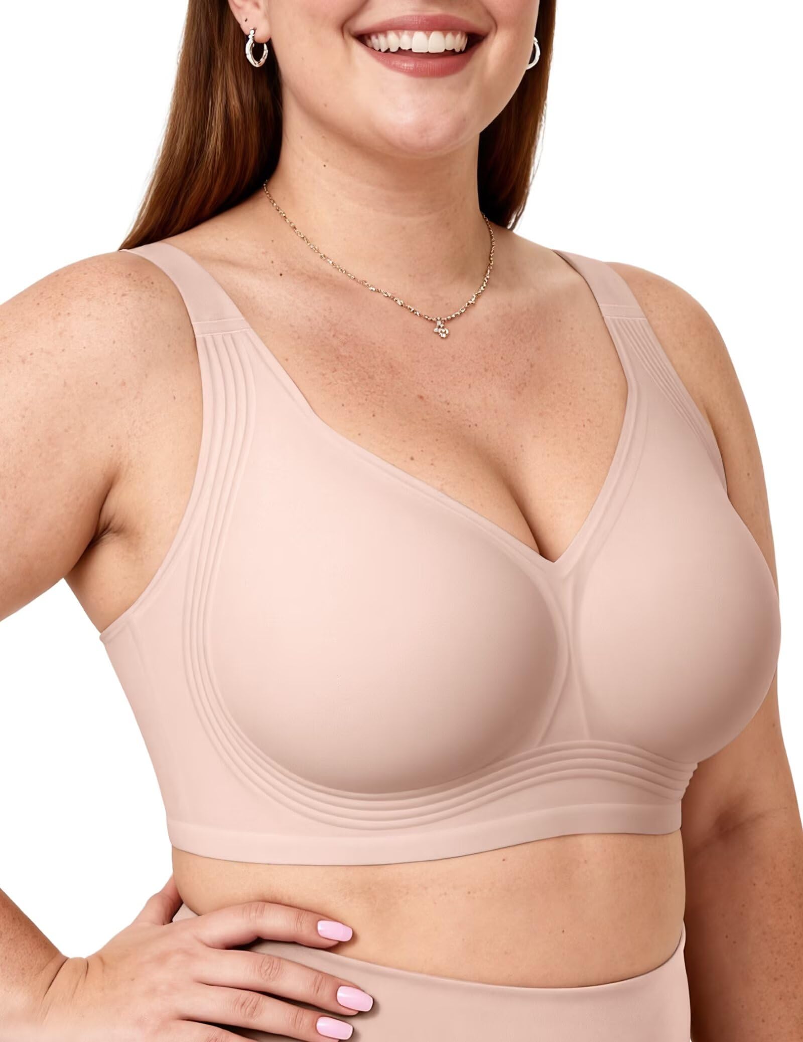 Vertvie Jelly Bras for Women Plus Size Minimizer Soft Wireless Push Up Bra Full Supportive Older Lift Back Coverage Bralette