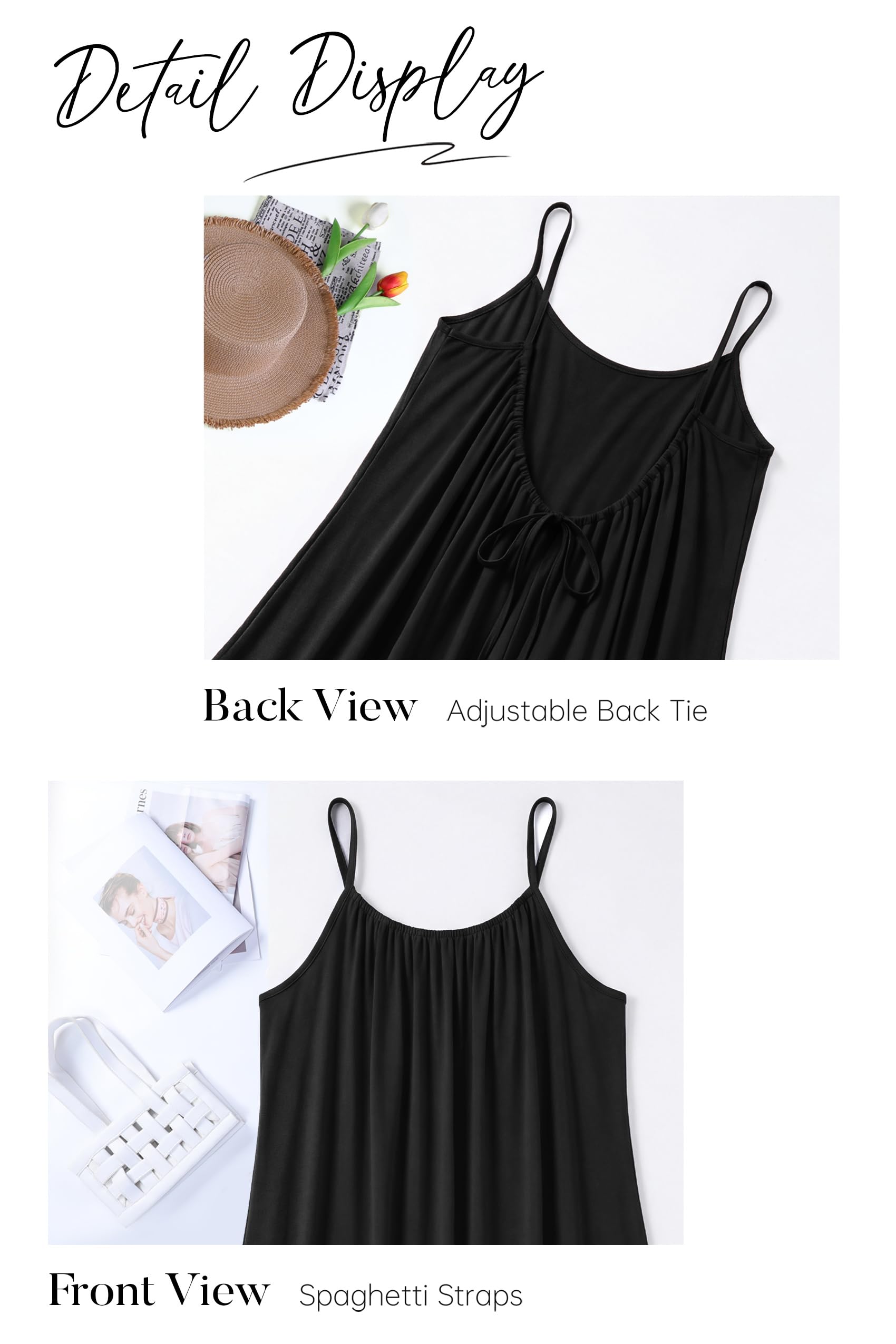 OFEEFAN Summer Dresses for Women 2026 Backless Cami Maxi Sundresses Spaghetti Strap Beach Vacation Clothes Swimsuit Coverup