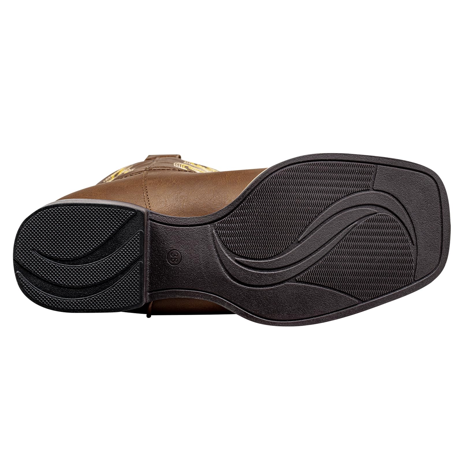 SheSole Extra Wide Calf Cowgirl Boots with Removable Cushion - Western Cowboy Style with Roomy Square Toe & Hidden Elastic Panel to Step into Confidence