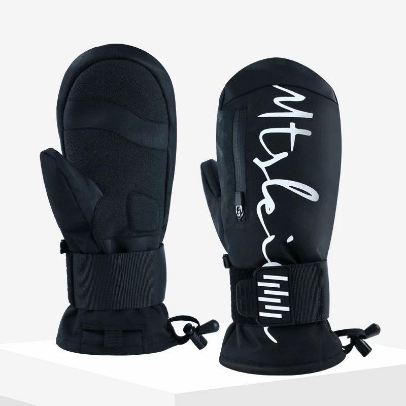 Men's Built-in Wristband Shock Absorption Veneer Warm Waterproof Ski Gloves