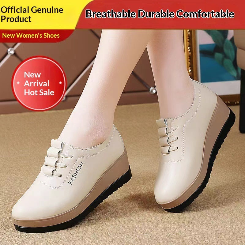 Women's Casual Microfiber Leather Shoes – Round Toe Elastic Band Low-Top Heels