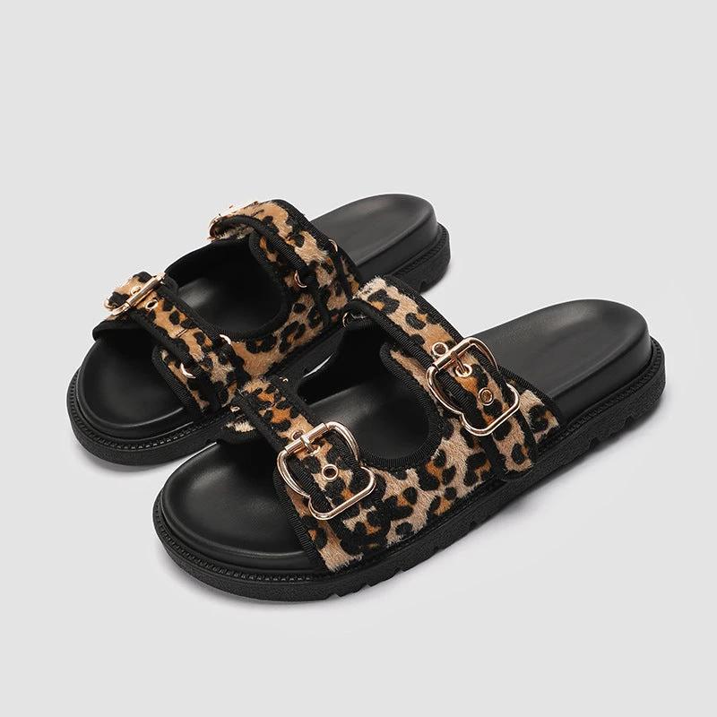 Animal Print Round Toe Flat Bottom Slippers