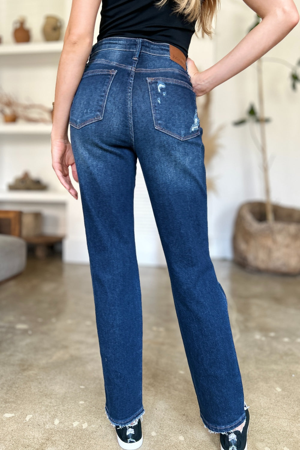 Judy Blue Jeans Full Size High Waist Rigid Magic Heavy Destroyed Straight For Curvy Women
