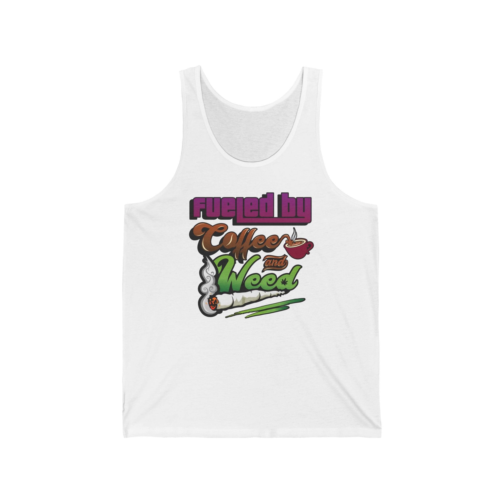 Fueled by Coffee and Weed – Unisex Jersey Tank Top