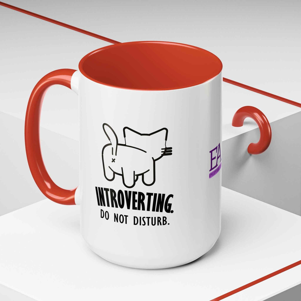 Introverting. Do Not Disturb. Two-Tone Cat Coffee Mug (11oz & 15oz)