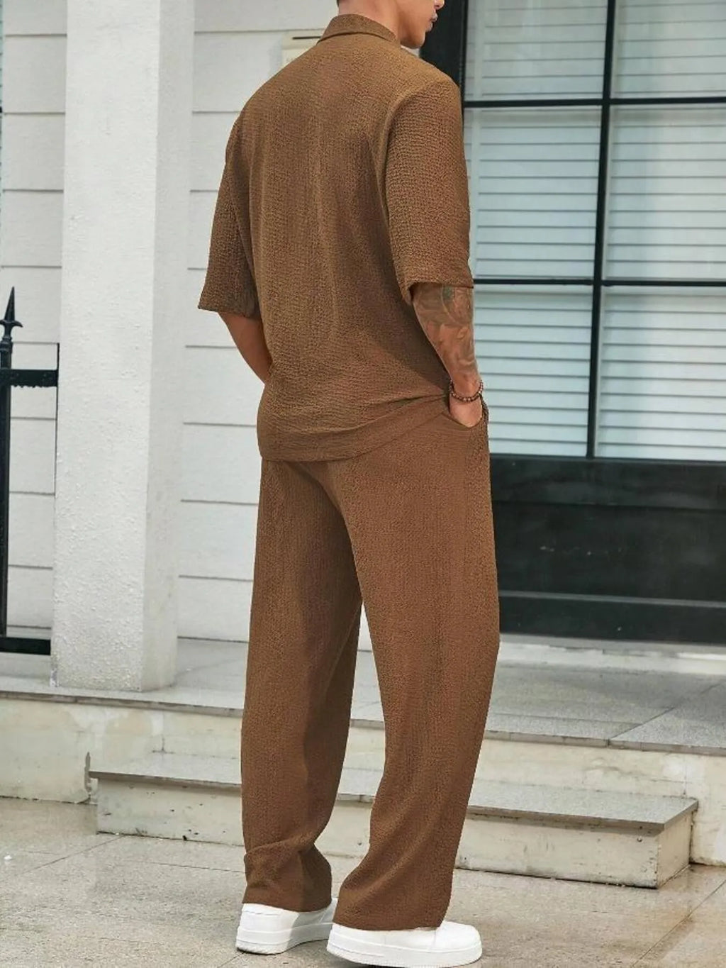 Men's Plus Size Half Sleeve Top and Pants Set