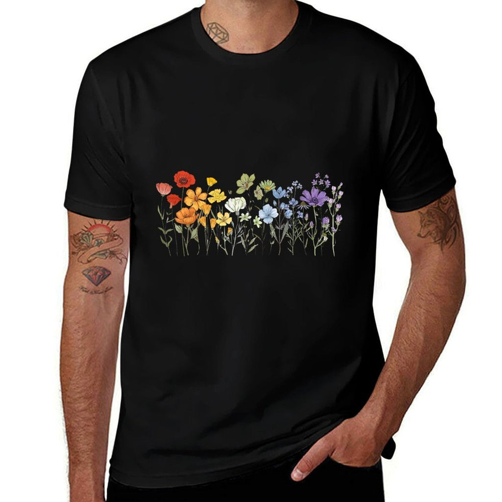 Subtle Wildflowers LGBTQ Month Rainbow Florals Gay Pride  Eco-friendly Material T-Shirt