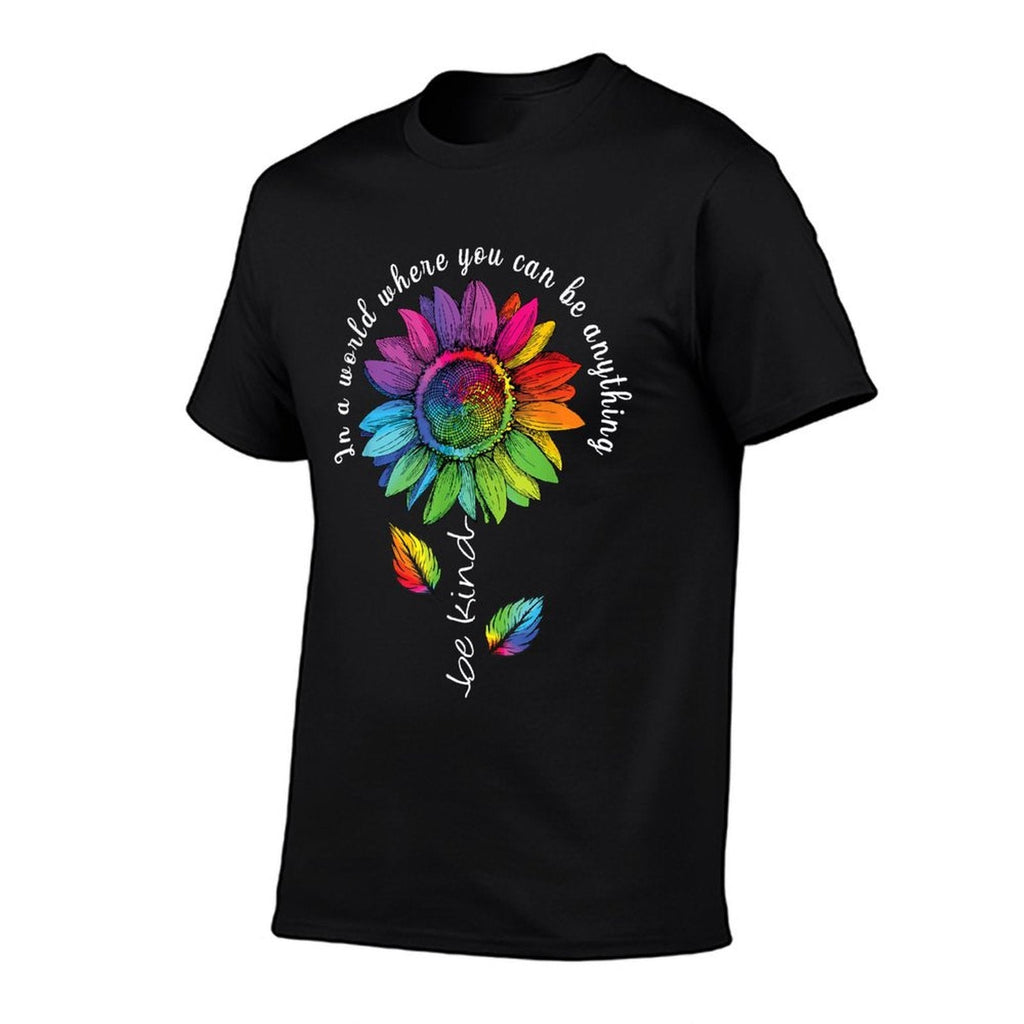 LGBTQ Rainbow Sunflower Be Kind Gay Love Pride Flower  High-quality Stitching T-Shirt