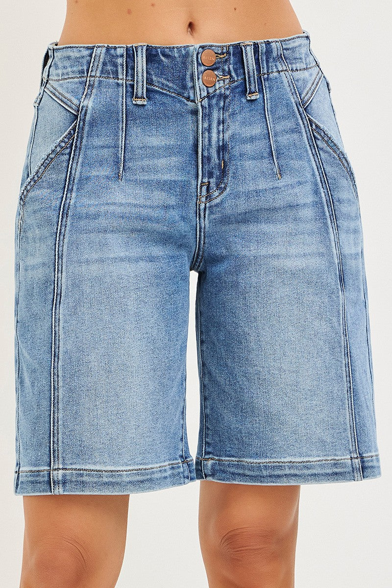 RISEN 2-Button Slouchy Bermuda Shorts with Pockets