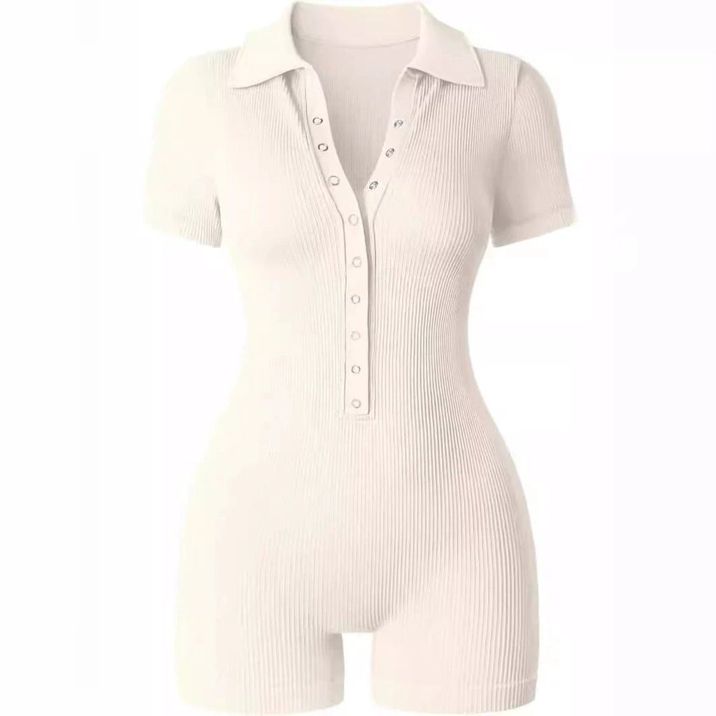 European And American Rib V-neck Elastic Waist-tightening Sports Women's Yoga Jumpsuit
