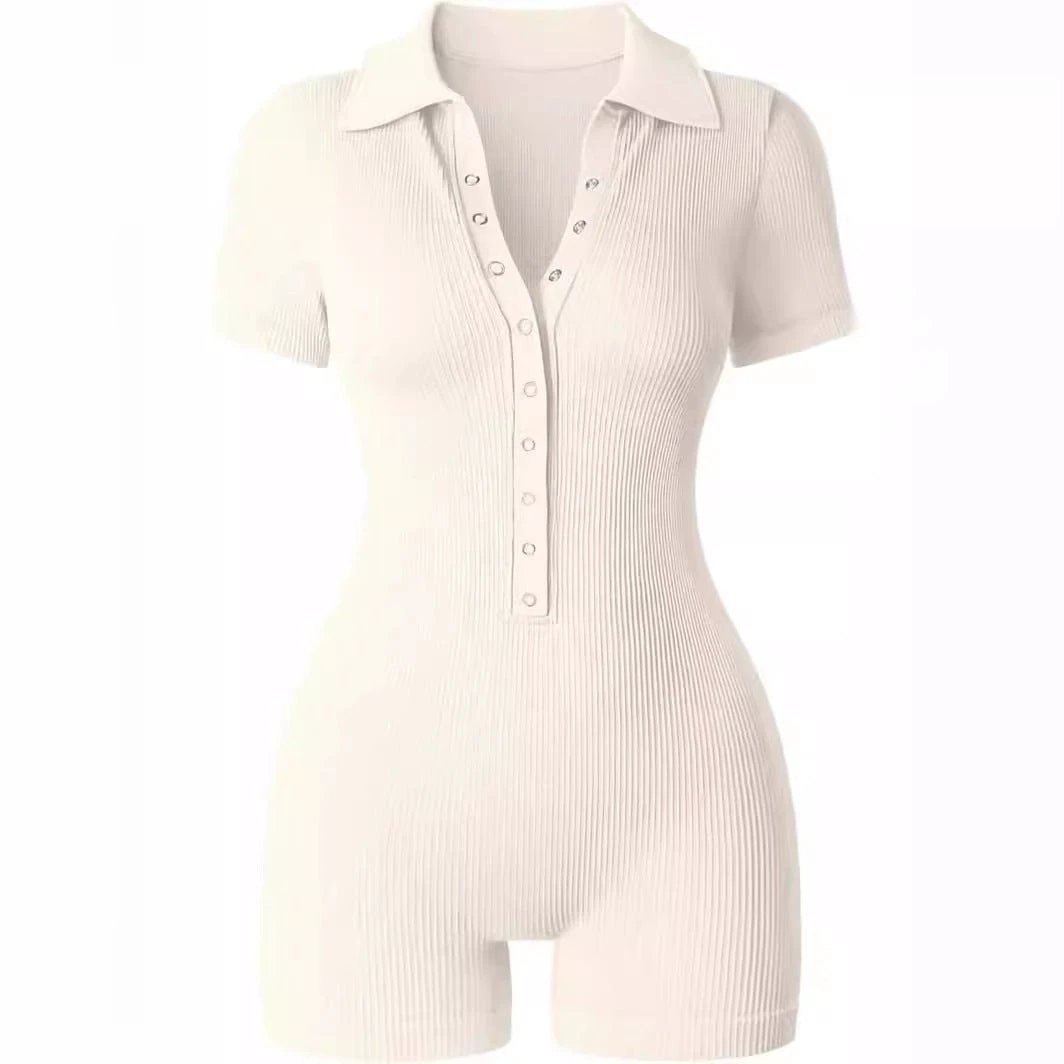 European And American Rib V-neck Elastic Waist-tightening Sports Women's Yoga Jumpsuit
