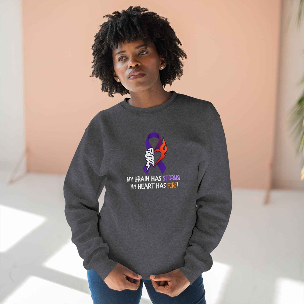 Epilepsy Awareness “Brain Storms & Heart Fire” Unisex Sweatshirt