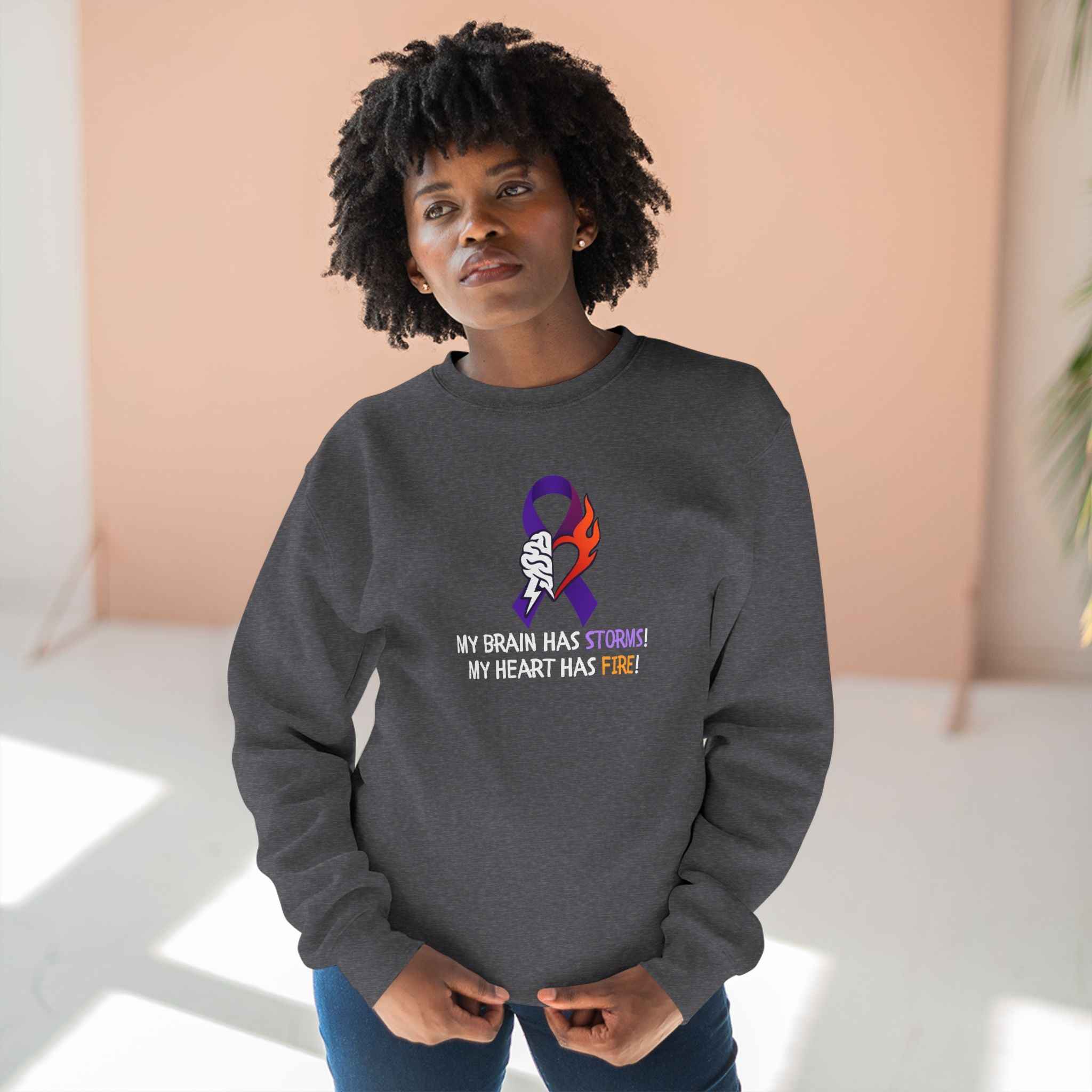 Epilepsy Awareness “Brain Storms & Heart Fire” Unisex Sweatshirt