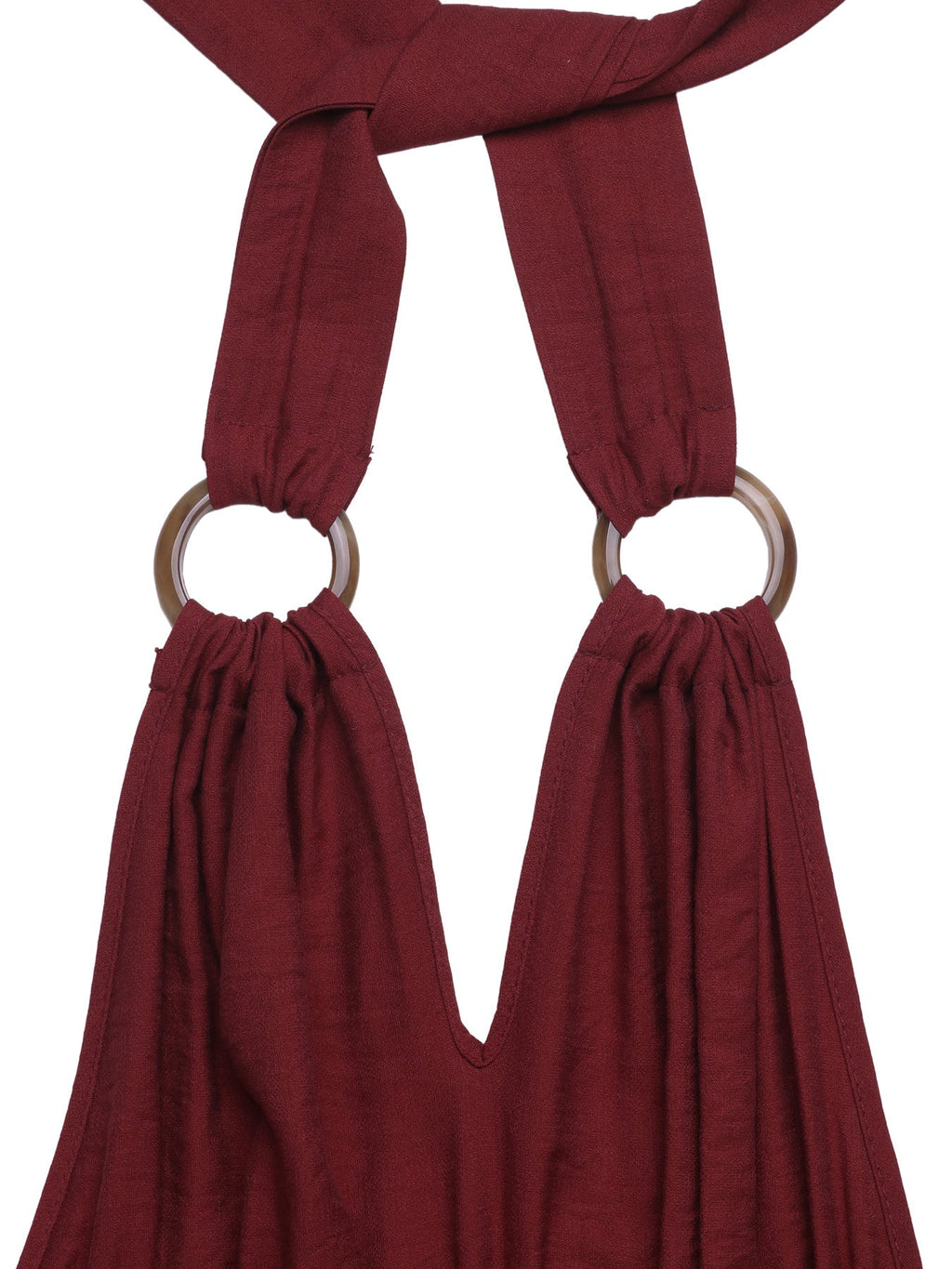 Women's Deep Red V-Neck Sleeveless Wide Leg Crisscross Jumpsuit