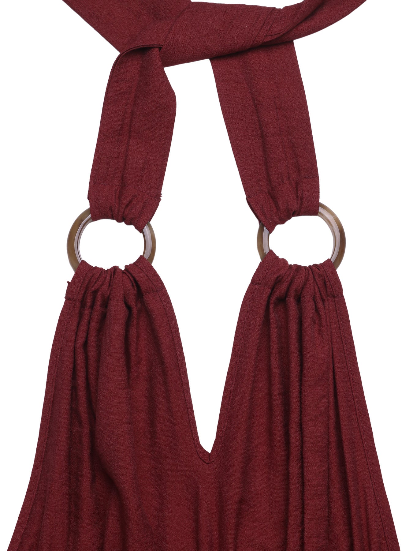 Women's Deep Red V-Neck Sleeveless Wide Leg Crisscross Jumpsuit