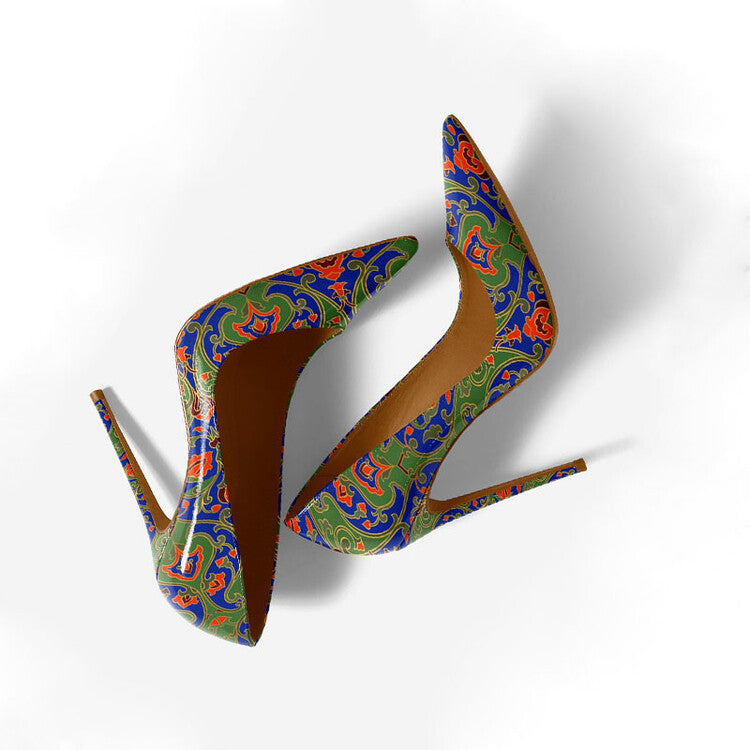 Floral Pointed Toe Stiletto Heels