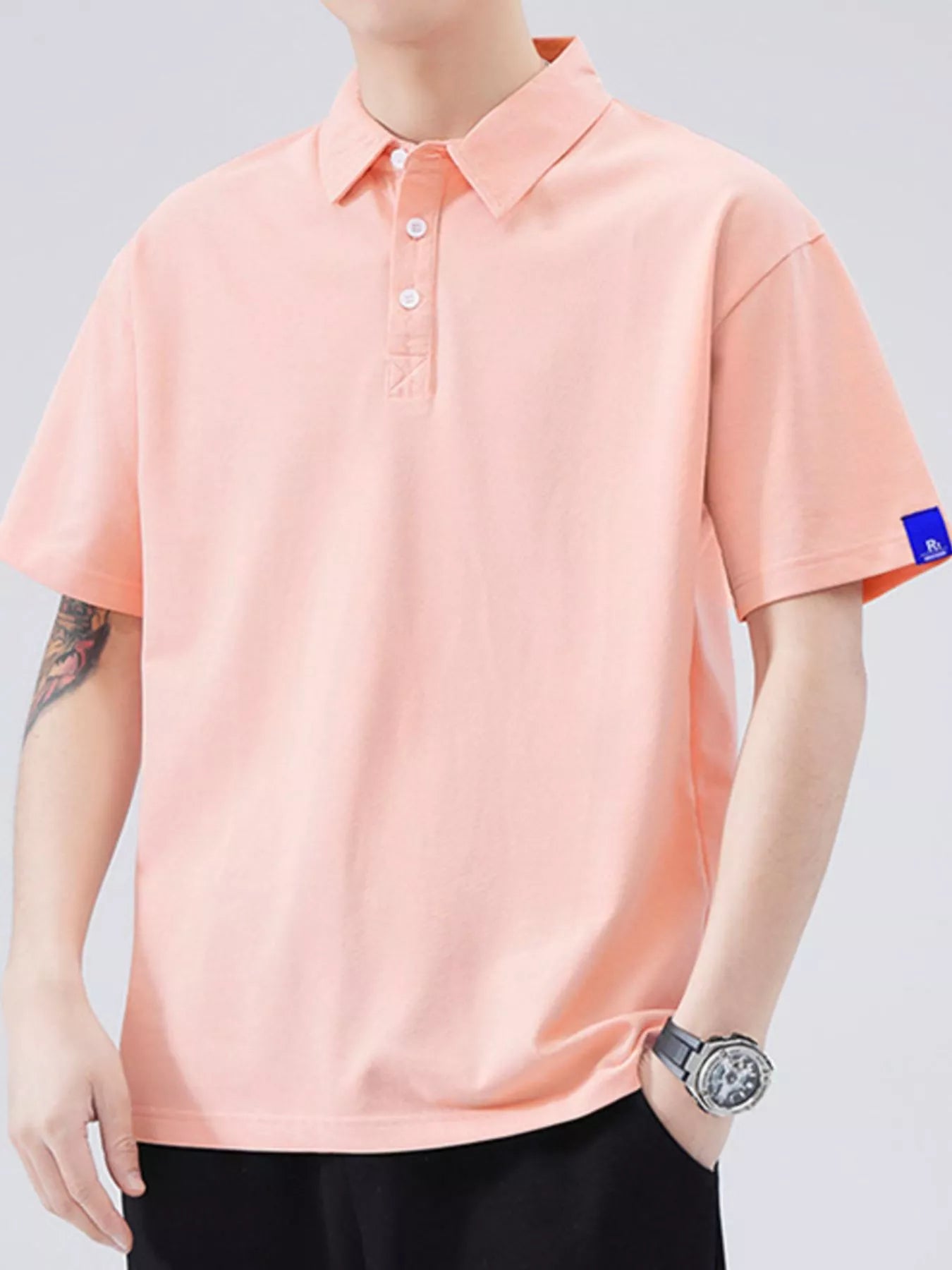 Men's Plus size Button Detail Short Sleeve Polo