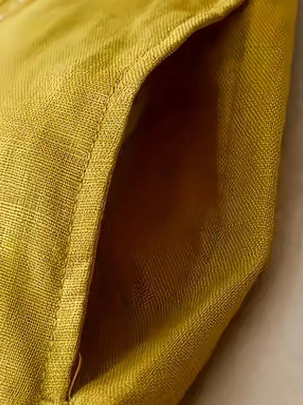 Wide-Leg Button-Decorated Pants in Mustard Yellow