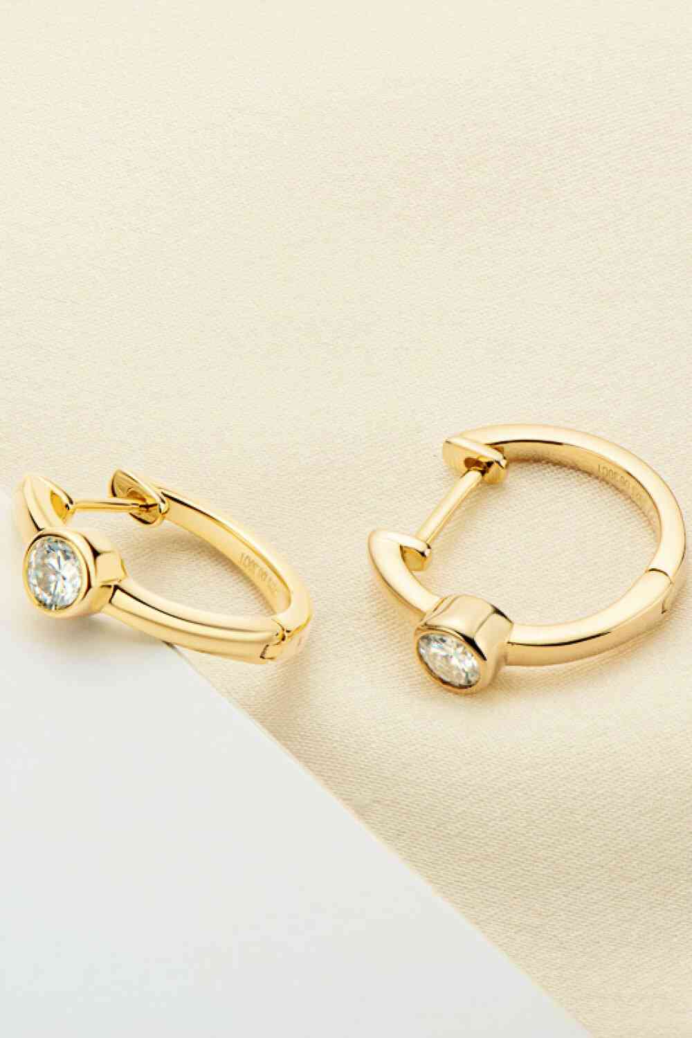 Elegant Jewel 18k Gold-Plated Inlaid Moissanite Huggie Earrings – Minimalist Design See size chart under “more details”