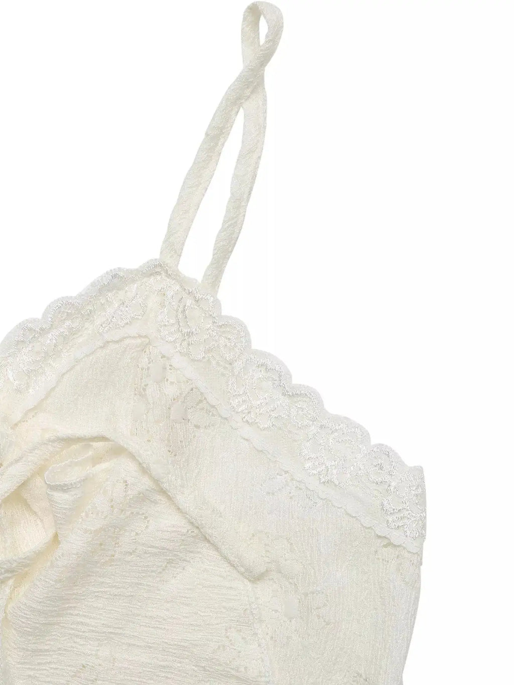 Lace Tie-Front Ruffle Hem Tank Top