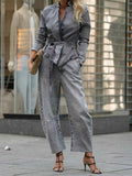 Long Sleeve Two-Piece Denim Pantsuit
