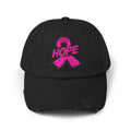 Hope Distressed Cap - Unisex Hat for Awareness, Perfect for Gift, Fundraising Events, Breast Cancer Support, Everyday Style