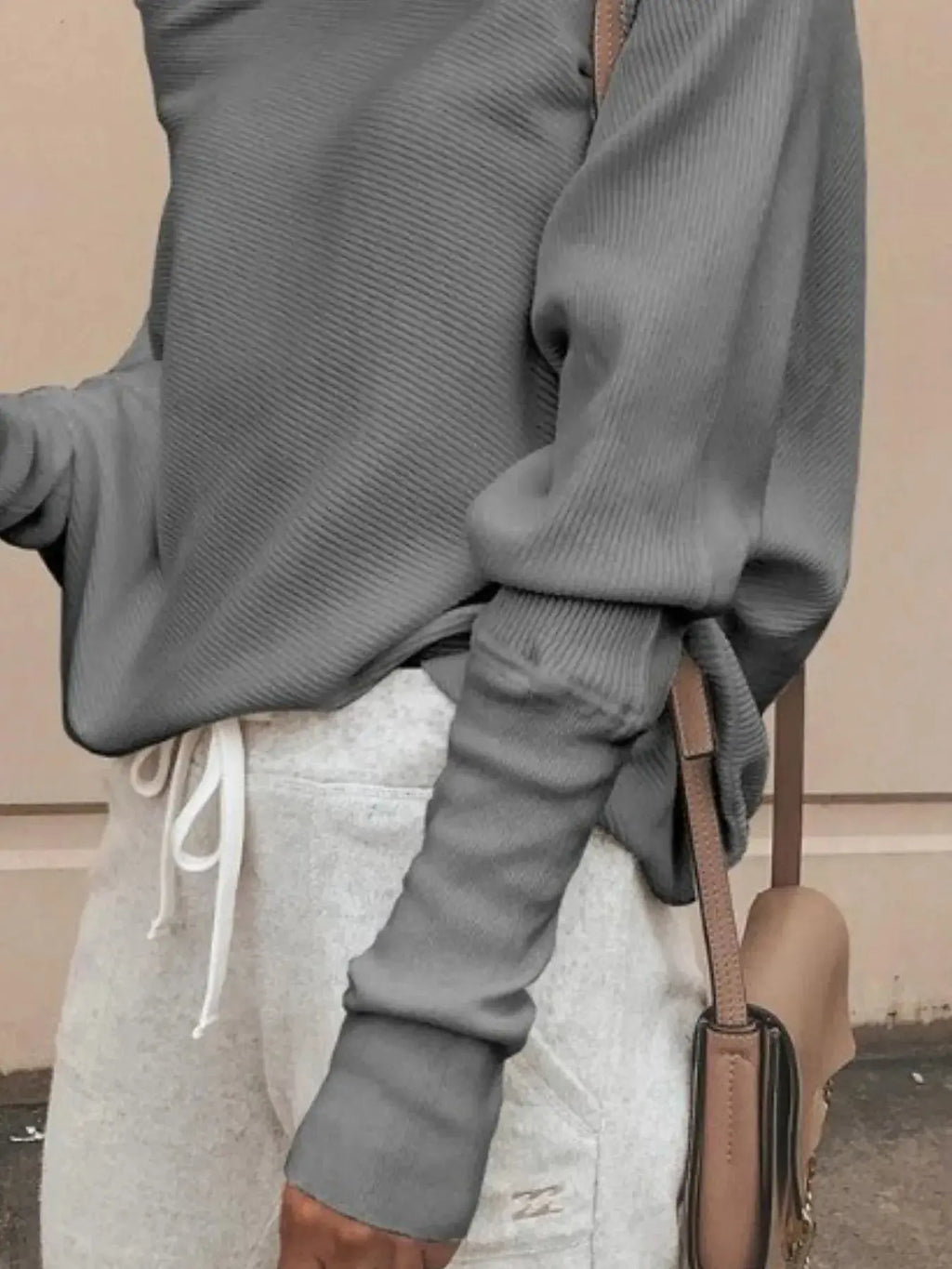 Single Shoulder Ribbed Knit Top