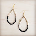 **Black Onyx & Gilded Teardrop Hoops 219dj