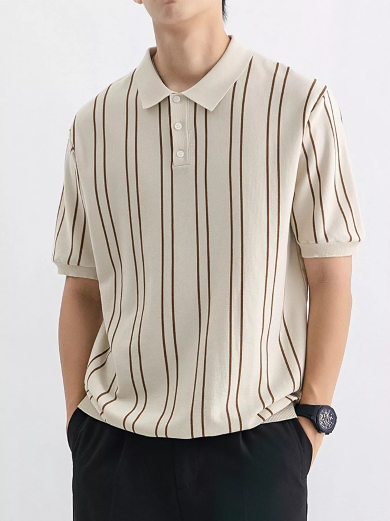 Men's Plus Size Striped Casual Fit Polo