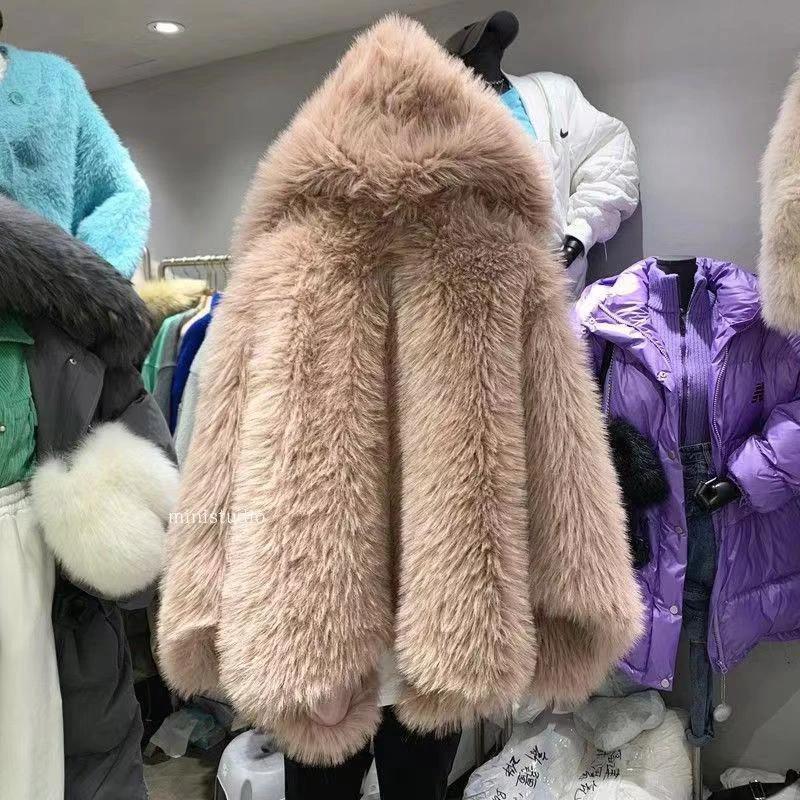 Fashion Long Sleeve Fluffy Coat Women