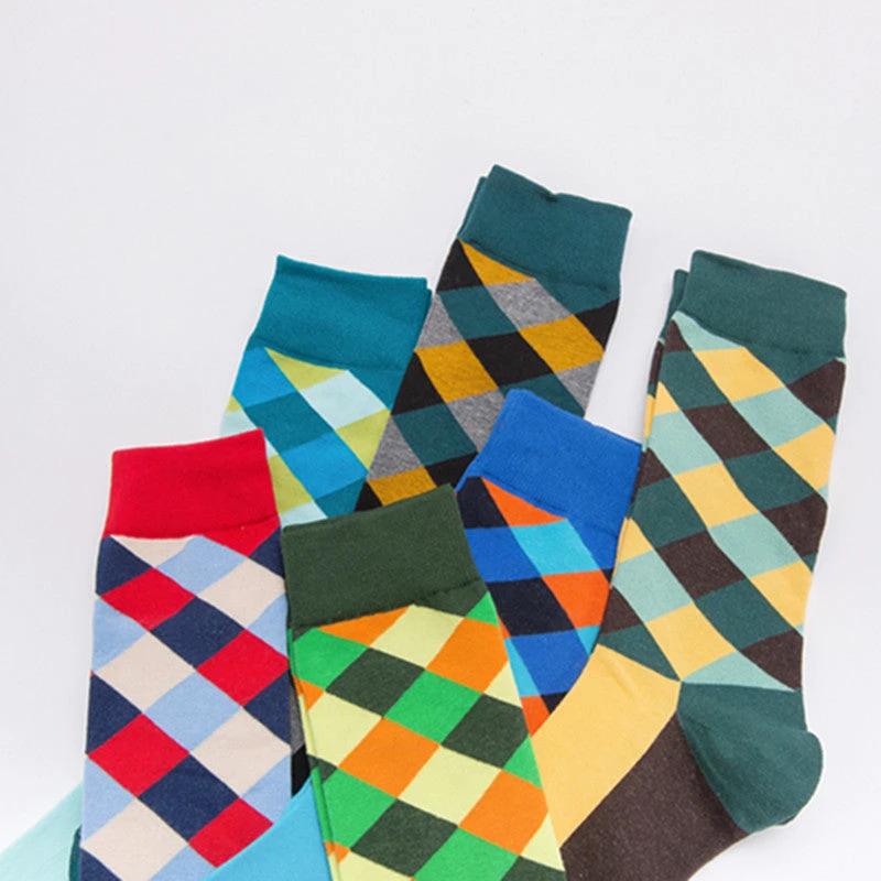 Men's Color Diamond Lattice Socks