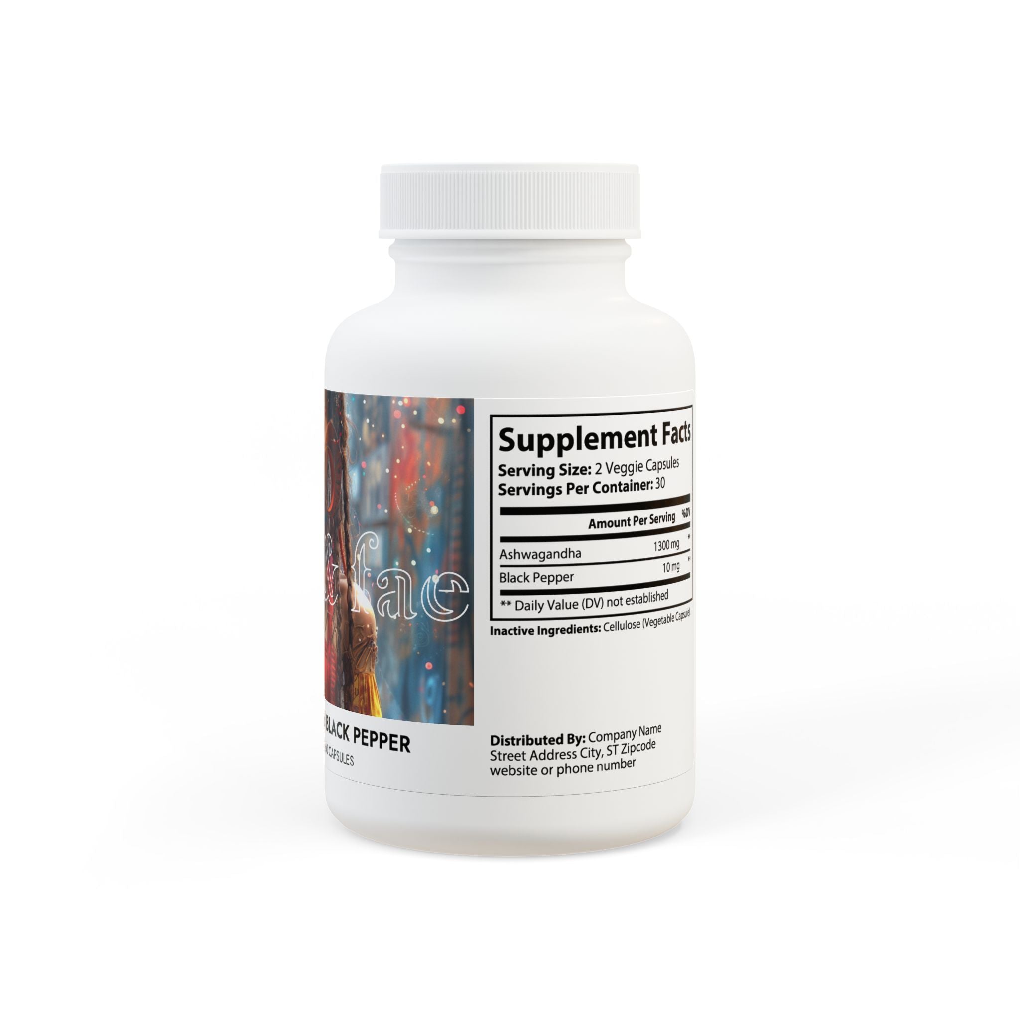 Ashwagandha and Black Pepper Supplement (60 capsules) by Aziza & Fae