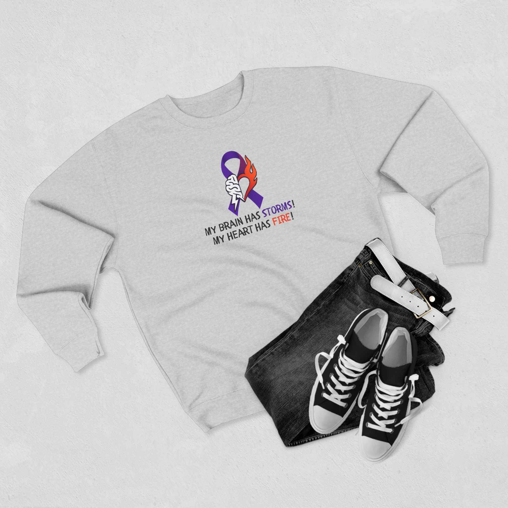 Epilepsy Awareness “Brain Storms & Heart Fire” Unisex Sweatshirt