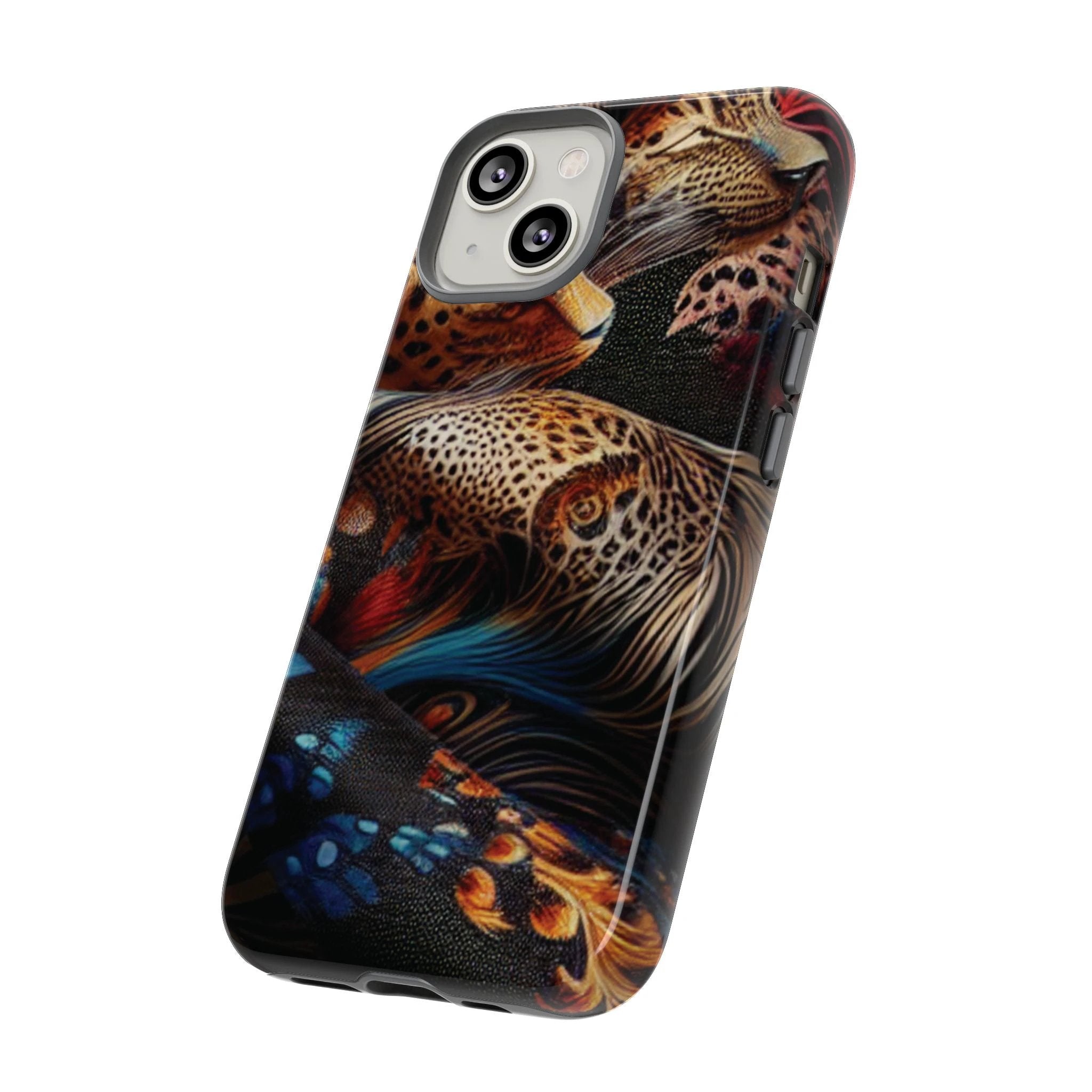 Stylish Tough Phone Case with Elegant Black and Gold Design