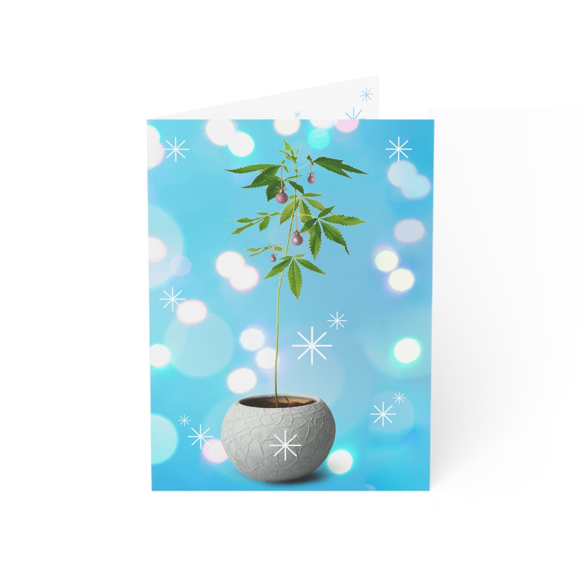 Potted Christmas Marijuana Plant Merry Christmas Greeting Cards (1, 10, 30, and 50pcs)
