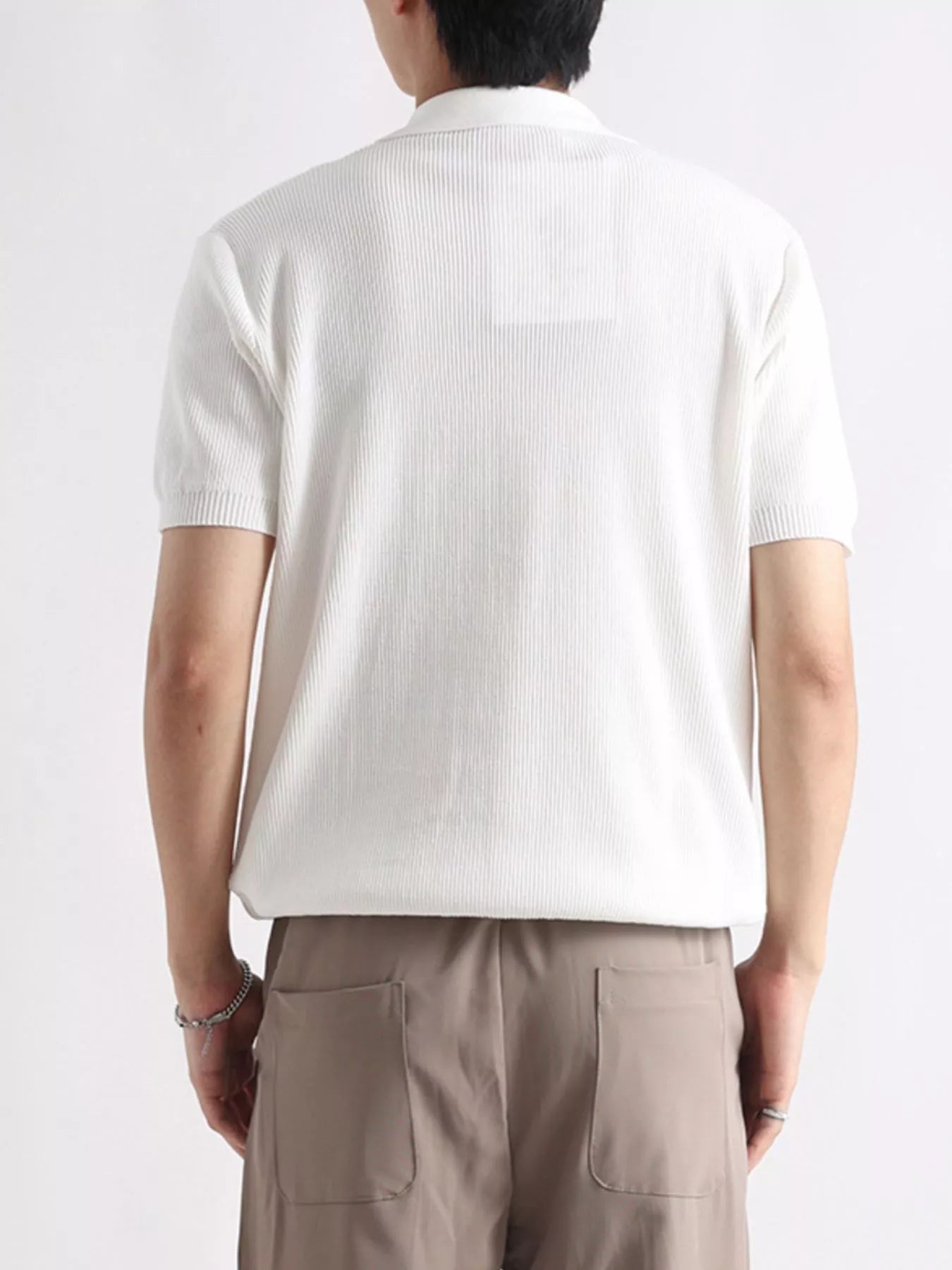 Men's Plus Size Ribbed Knit Slim Fit Polo